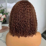 EMMA 220% Density Double Drawn Water Wave With 13x4 Frontal Lace Bob Wig Virgin Human Hair Dark Chocolate Brown Color
