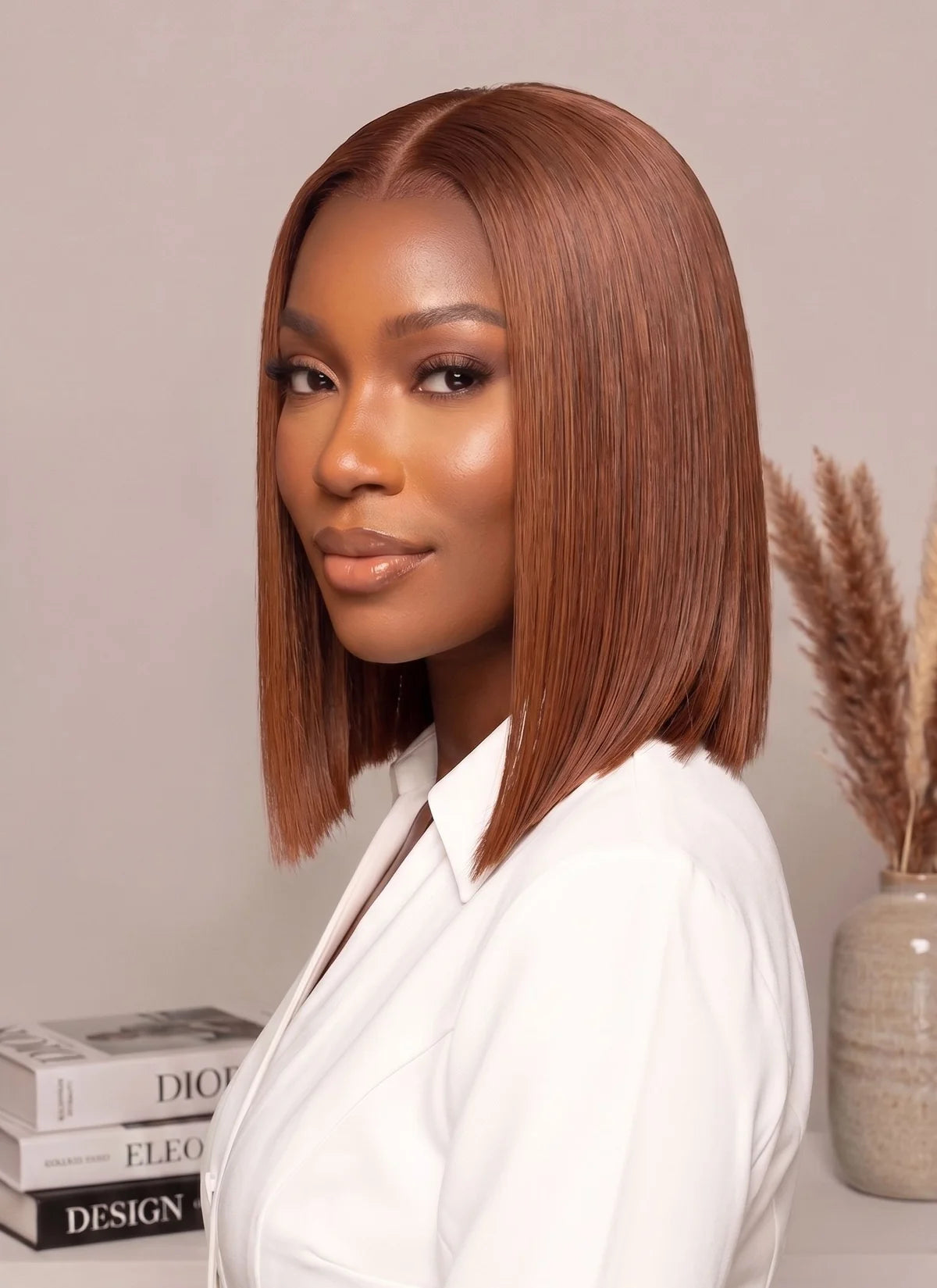 Emma SDD Bone Straight Bob Glueless Wigs Vietnamese Hair Brow Color Wig