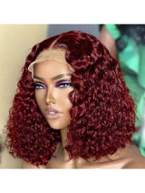 Emma Glueless 13x4 Water Bob Wig 99J Color Human Hair Wig
