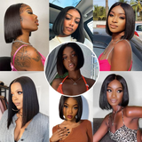 Burgundy Color Glueless 5x5 Lace Bob Wigs Pre Plucked Brown Human Hair