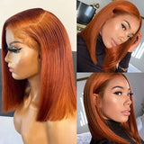 Emma Glueless Orange Ginger Color Bob Wig Human Hair 13x4 Frontal Lace Wig
