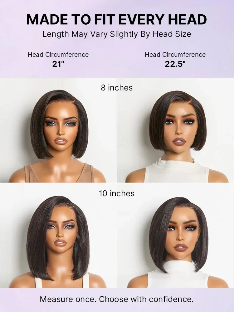 Emma  Glueless  double drawn 4x4 Lace Full Frontal bob Wig Human Hair