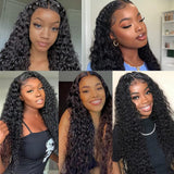 Water Wave Human Hair Wig 13x6 Lace Front Wigs Black Color