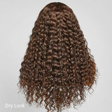 EMMA 220% Density Double Drawn Water Wave With 13x4 Frontal Lace Bob Wig Virgin Human Hair Dark Chocolate Brown Color