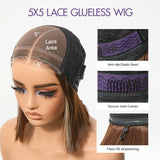 Emma SDD Bone Straight Bob Glueless Wigs Vietnamese Hair Dark Chocolate Brow Color Wig