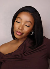 Emma  Glueless  double drawn 5x5 Lace Full Frontal bob Wig Human Hair