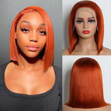 Emma Glueless Orange Ginger Color Bob Wig Human Hair 13x4 Frontal Lace Wig