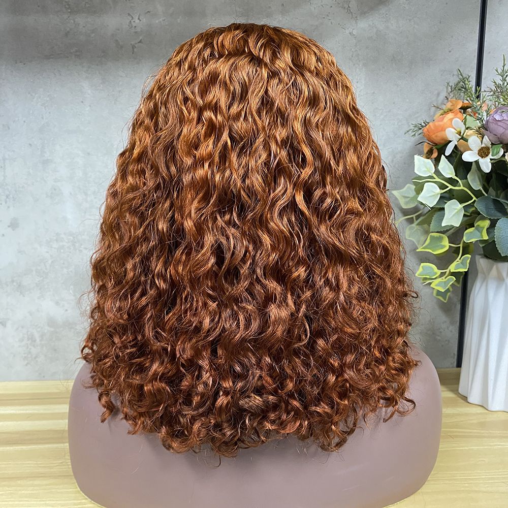 Emma 13x4 Frontal Jerry Curly Brown Color  Human Hair Wig