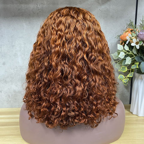 Emma 13x4 Frontal Jerry Curly Brown Color  Human Hair Wig
