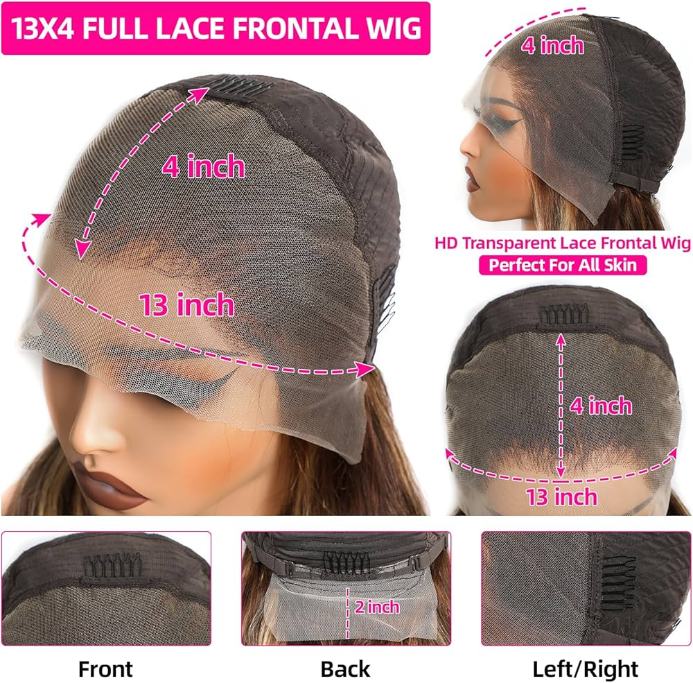 Emma Dark Roots Ombre Brown Color Short Bob Full Frontal Wig Pre Plucked Human Hair