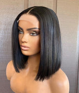 Emma Glueless 220% Density Bob 4x4 Lace Closure 12 Inch Double Drawn Black Color Human Hair