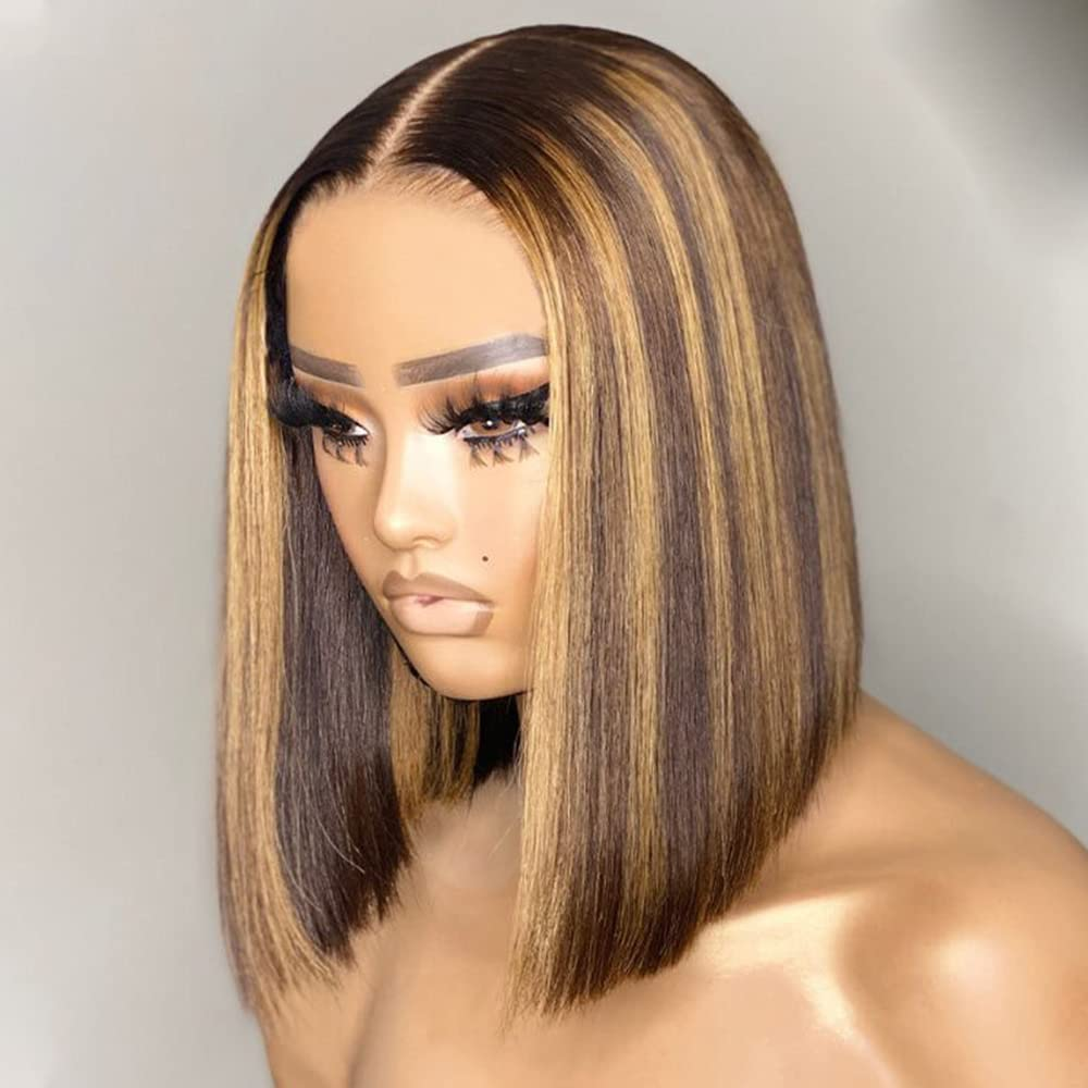 Emma Combo Sale 13x4 Lace Frontal Bob Wig Natural Color + Highlight Color