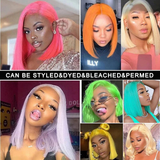 Blonde Color 613 Short Bob 13x4 Frontal Wig Pre Plucked 100% Human Hair
