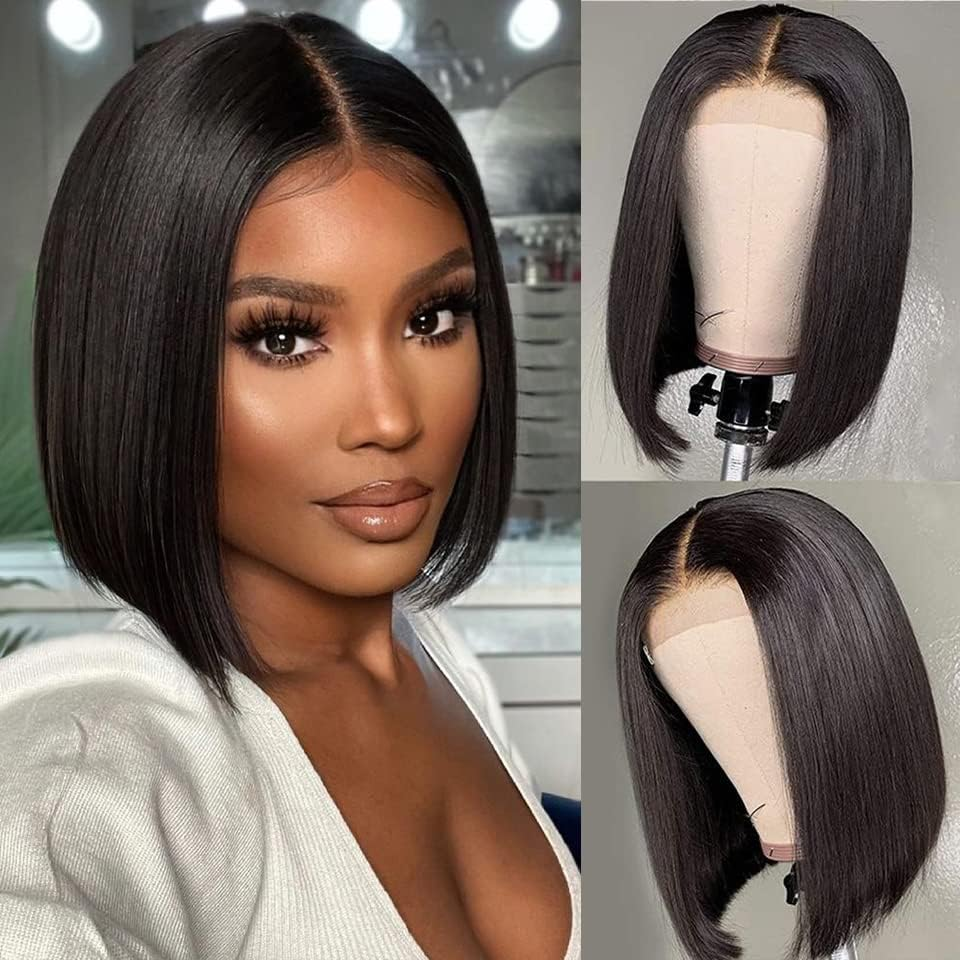 Glueless 4x4 Lace Closure Bob Wigs Brown, Burgundy and Black Color Human Hair