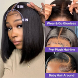 Emma Glueless 5x5 Lace Closure Wig Pre Plucked Straight 100% Human Hair