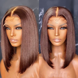 Brown Color 13x4 Full Frontal Wig 100% Human Hair Glueless 5x5 Bob Wig Pre Plucked