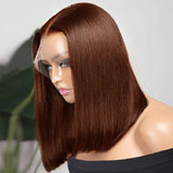 Emma SDD Bone Straight Bob Glueless Wigs Vietnamese Hair Dark Chocolate Brow Color Wig
