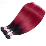 Emma 11A Dark Roots T1B Burgundy Ombre Color Straight Human Hair Bundles