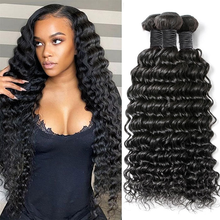 Emma 12A Deep Wave Virgin Human Hair Weave Bundles