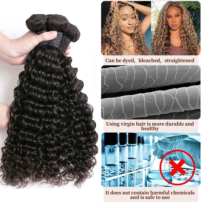 Emma 12A Deep Wave Virgin Human Hair Weave Bundles