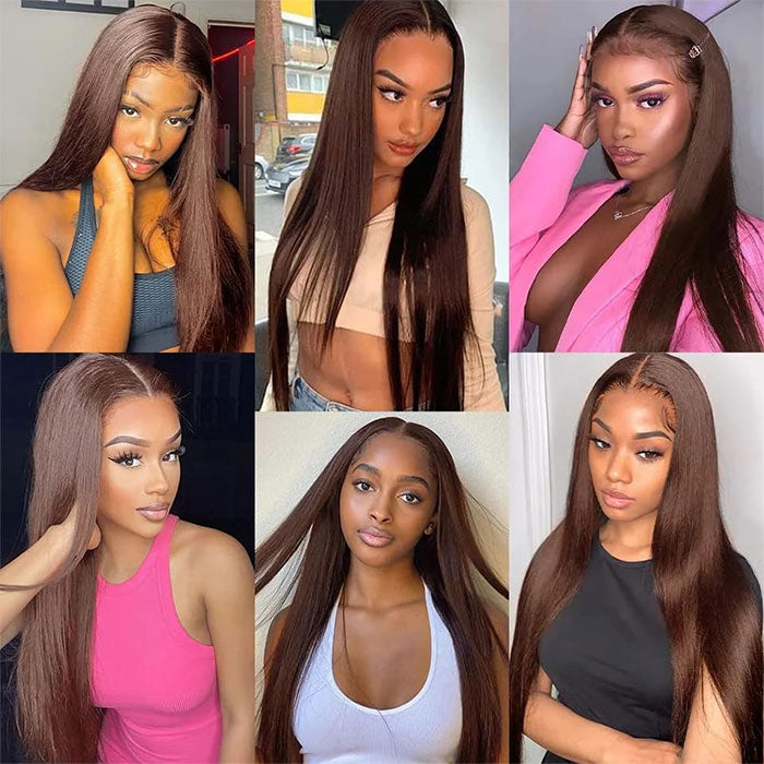 Emma 1 3 4 Bundles Deals Chocolate Brown Color 4 Straight Human Hair Weave