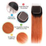 Emma 1B 350 Lace Closure Dark Roots Ginger Color Human Hair Flash Sale