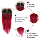 Emma 1B Burgundy Color 4x4 Lace Closure Human Hair