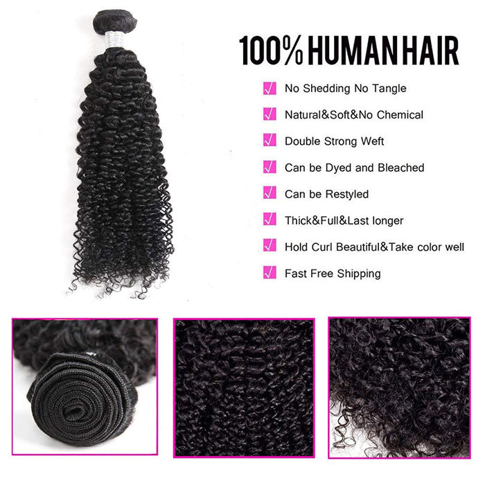 Emma 1 Bundle Virgin Human Hair Kinky Curly Weave Extensions
