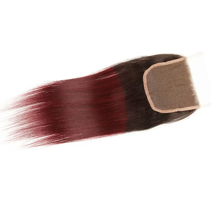 Emma 4x4 Lace Closure Free Part 1B 99J Color Human Hair Flash Sale