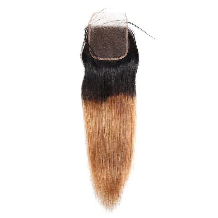 Emma 4x4 Lace Closure Straight Dark Roots Ombre Color 30 Human Hair