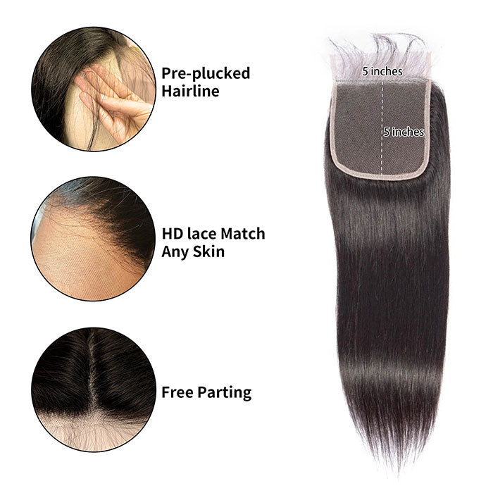 Emma 5x5 Lace Closure Silky Striaght Virgin Human Hair