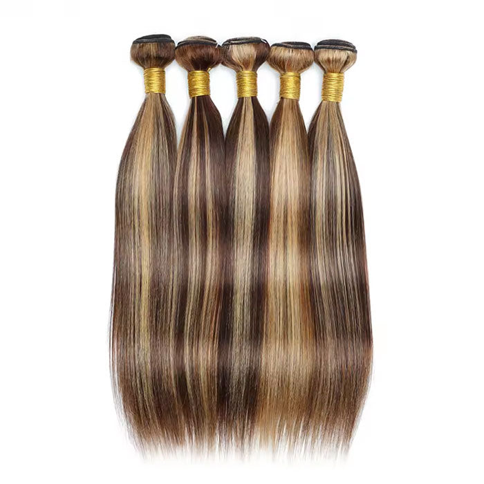 Emma 60Gram P4/27 Highlight Human Hair Bundles Pre-colored Brown Blonde Hair Extensions