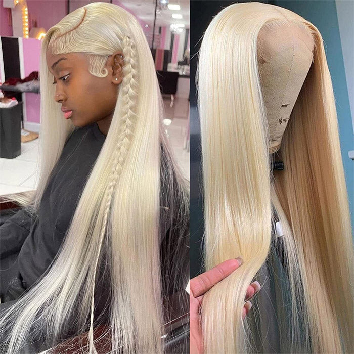 Emma 613 Honey Blonde Color Straight 13x4 Lace Frontal Wig Pre Plucked Human Hair