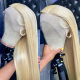 Emma 613 Honey Blonde Color Straight 13x4 Lace Frontal Wig Pre Plucked Human Hair