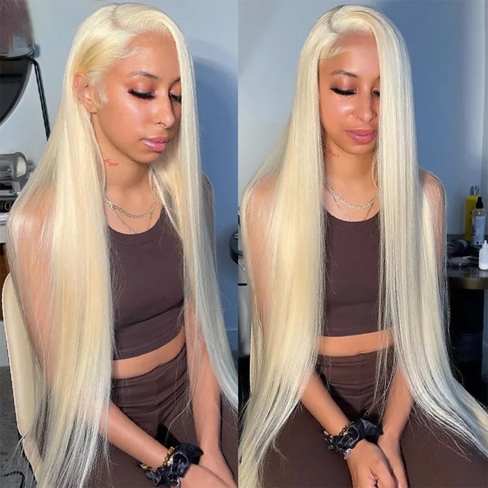 Emma 613 Honey Blonde Color Straight 13x4 Lace Frontal Wig Pre Plucked Human Hair