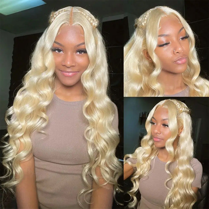 Emma Body Wave 613 Honey Blonde Color 13x4 Lace Frontal Wig Human Hair