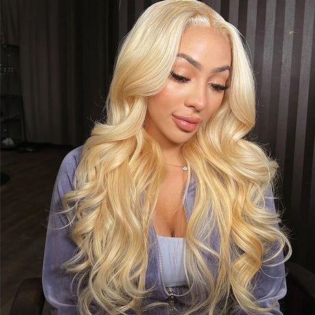 Emma Body Wave 613 Honey Blonde Color 13x4 Lace Frontal Wig Human Hair