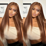Emma Brown Color 13x4 Frontal Wig Pre Plucked Straight Human Hair