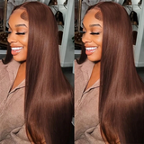 Emma Brown Color 13x4 Frontal Wig Pre Plucked Straight Human Hair