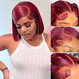 Emma Burgundy Color 13x4 Lace Frontal Wig Short Bob Human Hair