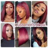 Emma Burgundy Color 13x4 Lace Frontal Wig Short Bob Human Hair
