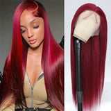 Emma Burgundy Color 13x4 Lace Frontal Wig Straight Human Hair