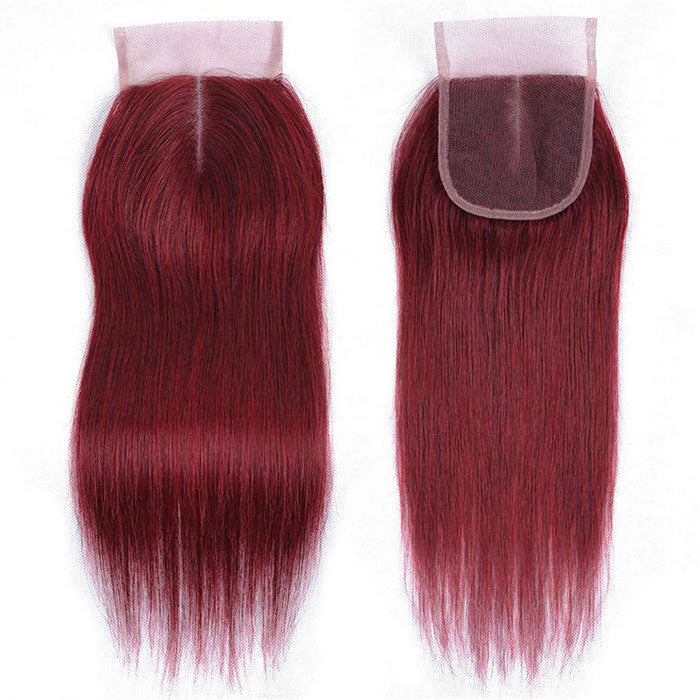 Emma Burgundy Color Straight 4x4 Lace Closure Human Hair
