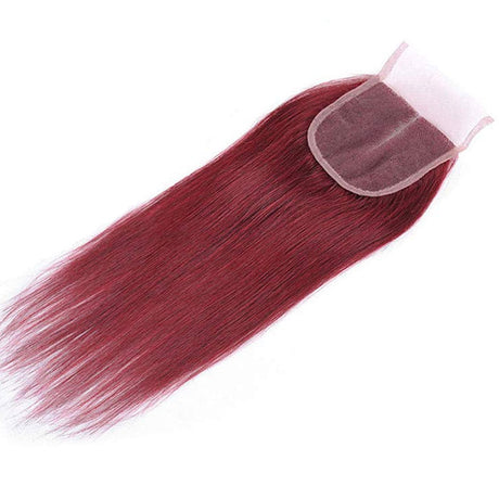 Emma Burgundy Color Straight 4x4 Lace Closure Human Hair