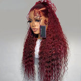 Emma Burgundy Color Water Wave 13x4 Lace Frontal Wig Human Hair