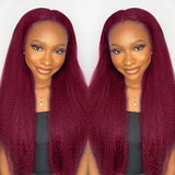 Emma Clearance Sale Burgundy Color 13x4 Lace Frontal Wig Kinky Straight Human Hair