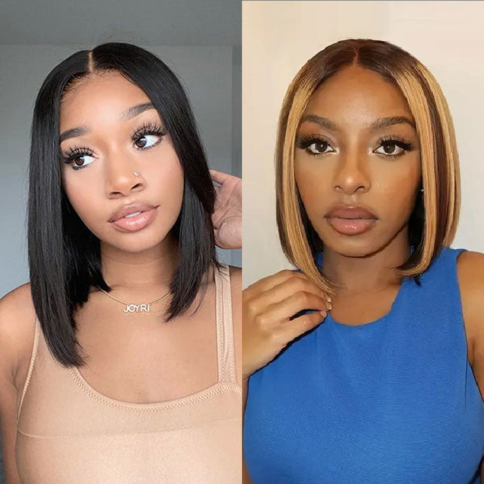 Emma Combo Sale 13x4 Lace Frontal Bob Wig Natural Color + Highlight Color