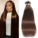 Emma Dark Brown Color 2 Straight Human Hair Weave 1 3 4 Bundles