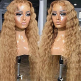 Emma Deep Wave 13x4 Lace Frontal Wig Blonde Color 27 Human Hair