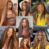 Emma Deep Wave 4x4 Lace Closure Ombre Highlight 4/27 Human Hair
